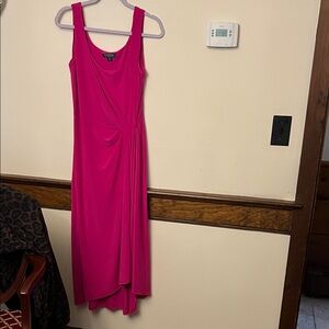 Ralph Lauren Sleeveless Magenta Midi Dress with Twist Detail